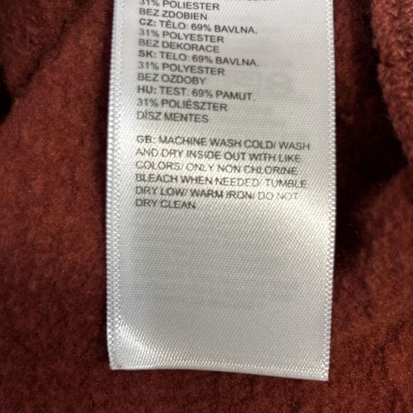 North Face Hoodie Men's Medium Burgundy Pullover Sweatshirt Outdoor Logo Fleece - Picture 8 of 9